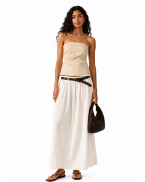Strapless top made of a linen blend