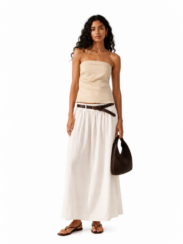 Strapless top made of a linen blend