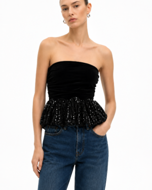 Peplum top with sequin detail
