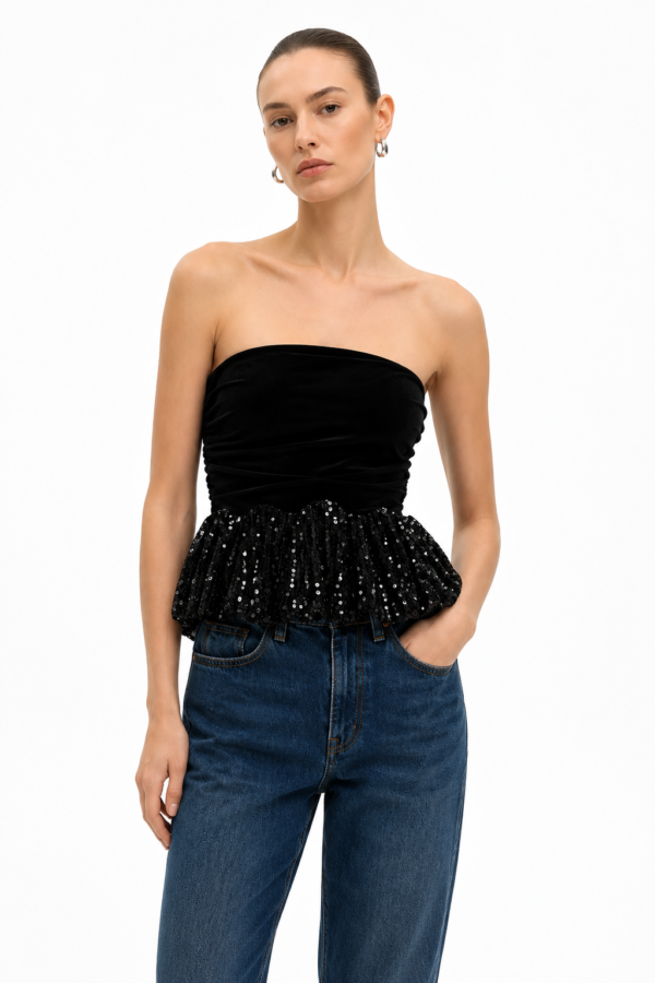 Peplum top with sequin detail